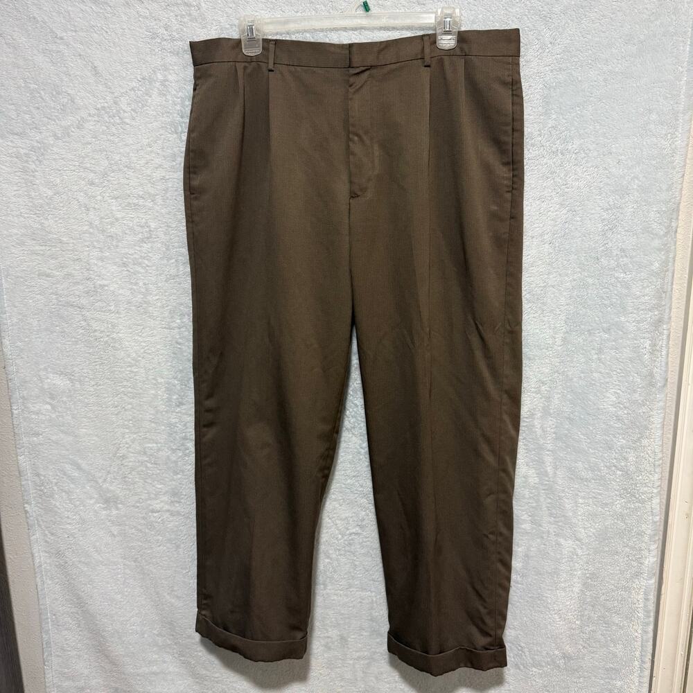 Breakwater Mens 42x32 Brown Flat Front Pleated Dress Pants Trousers Chinos